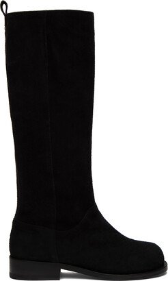 Youth Black Suede Knee-High Boots