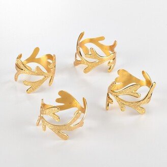 Saro Lifestyle Table Napkin Rings With Vine Leaf Design (Set of 4), Gold