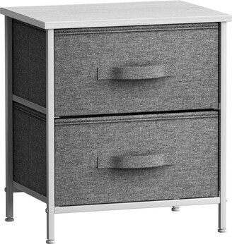 White Frame Two-Drawer Nightstand Dresser