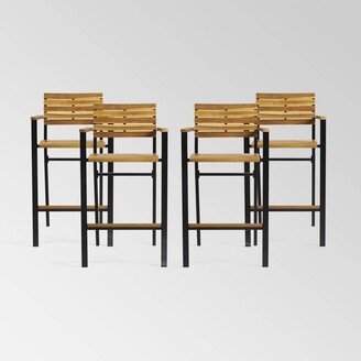 Brampton 4pk Acacia Wood Industrial Bar Stools - Teal/Black