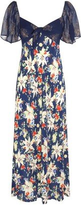 Floral Printed Short Sleeved Midi Dress