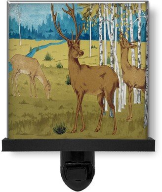 Vintage Style Deer Herd Nature Art Glass Photo Night Light, Decorative Lights