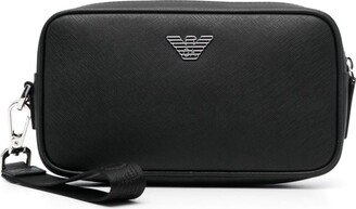 Eagle-plaque zipped wash bag