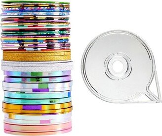 Okuna Outpost 54 Rolls Holographic Metallic Nail Art Striping Tape with 12 Dispensers (3 Sizes)