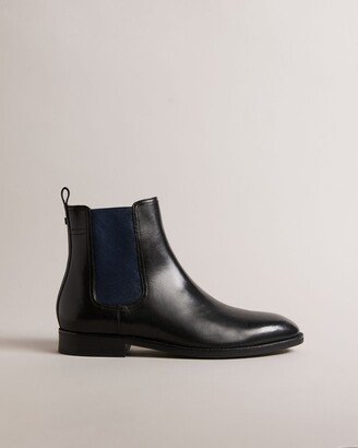 Patterned Elastic Chelsea Boots in Black