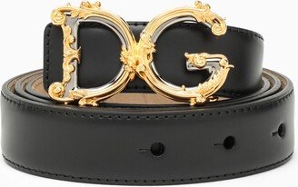 Black leather belt with buckle-AA