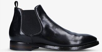 Mens Black Providence Round-toe Leather Chelsea Boots