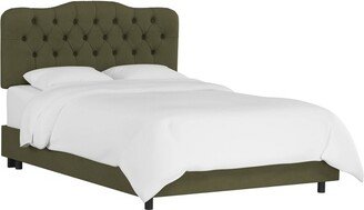 Queen Seville Upholstered Bed in Linen Olive Green