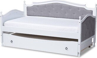 Twin Marlie Upholstered Daybed with Trundle Gray/White