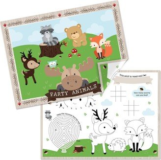 Big Dot Of Happiness Woodland Creatures - Paper Coloring Sheets - Activity Placemats - Set of 16