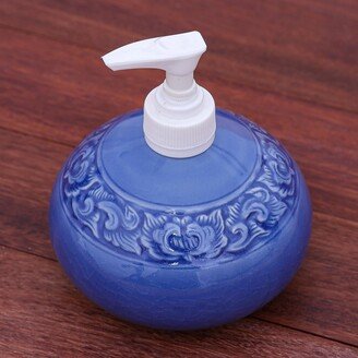 Handmade Fragrant Bath Celadon Ceramic Soap Dispenser - Blue