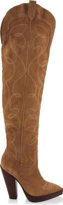 Meggy Over-the-Knee Nubuck Cowboy Boots