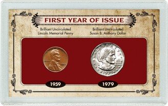 American Coin Treasures First Year of Issue Lincoln Memorial Penny and Susan B. Anthony Dollar