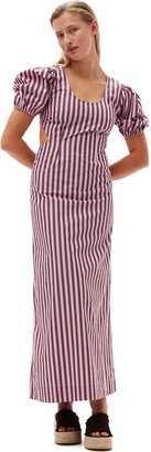 Striped Cotton Cutout Dress