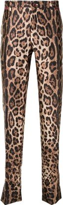 Leopard Print Slim-Fit Trousers