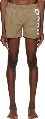 Brown Printed Swim Shorts-AB