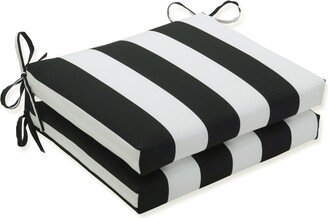 Pillow Perfect Cabana Stripe Black Squared Corners Seat Cushion