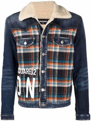 Plaid-Panelled Denim Jacket