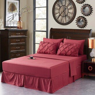 Snake River Décor 8 Piece Pinch Pleat Pintuck Comforter Set Bed in a Bag King Burgundy