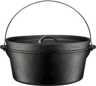 Black Pre-Seasoned Cast Iron Dutch Oven with Flanged Lid Iron Cover, for Campfire, 8 Quart, Fireplace Cooking
