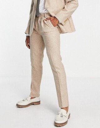 British Tweed slim suit pants in stone