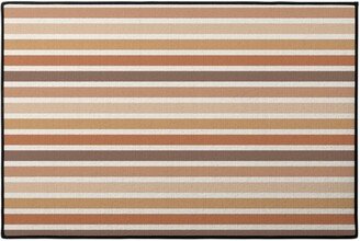 Door Mats: Retro Summer Stripe - Warm Tones Door Mat, Pink