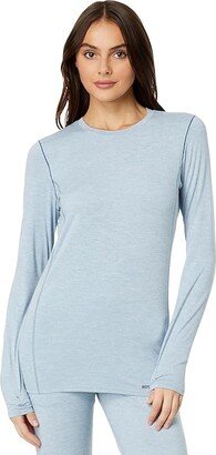 Hot Chillys Clima-Trek Crew Neck (Ashley Blue Heather) Women's Clothing