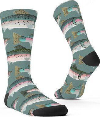 Socks: Trout Fishing Custom Socks, Multicolor