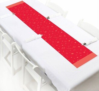Big Dot of Happiness Red Confetti Stars - Petite Simple Party Paper Table Runner - 12 x 60 inches