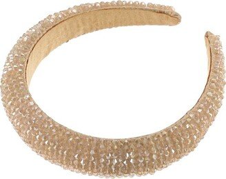 Unique Bargains Women's Bling Rhinestone Padded Hairband Faux Crystal Hair Accessories 1.18 Inch Wide 1 Pc Champagne