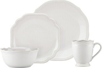 French Perle Bead White 4Pc Place Setting