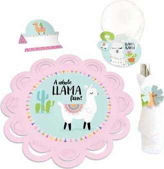 Big Dot of Happiness Whole Llama Fun - Llama Fiesta Baby Shower or Birthday Party Paper Charger & Table Decorations Chargerific Kit for 8