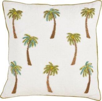 Saro Lifestyle Beaded Palm Trees Decorative Pillow, 18 x 18