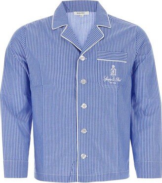 Crown Logo Embroidered Striped Pyjama Shirt