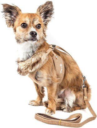 Luxe 'Furracious' 2-In-1 Adjustable Dog Harness and Leash with Detachable Fur Collar