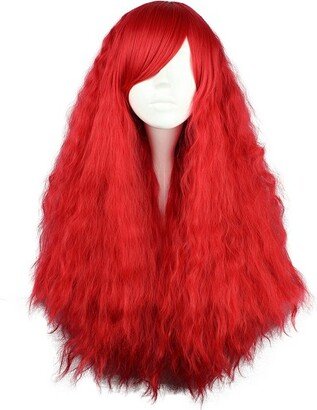 Unique Bargains Curly Wig Wigs for Women 28 Red with Wig Cap Long Hair