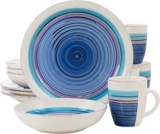 Home Richvale 12 Piece Round Durastone Dinnerware Set in Blue