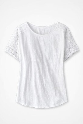 Women's Little Lace 100% Cotton T-Shirt - White - PS - Petite Size