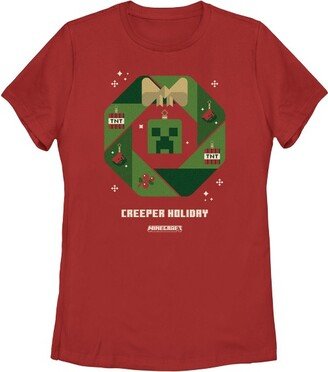 Women's Creeper Holiday Wreath T-Shirt - Red - Medium