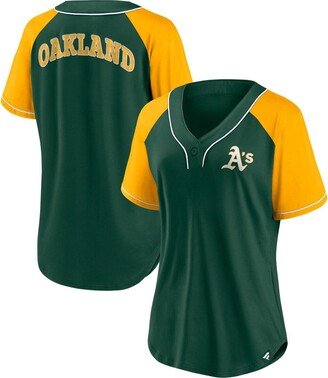 Women's Branded Green Oakland Athletics Ultimate Style Raglan V-Neck T-shirt