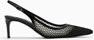 Black mesh slingback