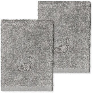 April Embellished Washcloth - Set of 2 - Dark Gray