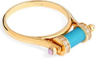 L'Atelier Nawbar Rose Gold, Diamond And Turquoise Amulets Of Light Ring