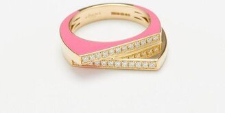 Rainbow K Handcuff Diamond, Enamel & 14kt Gold Ring