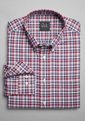 Men's Traveler Collection Traditional Fit Button-Down Collar Gingham Casual Shirt