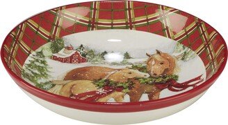 Christmas on The Farm Pasta Bowl 13.25 x 3 Servware, Serving Accessories, Multicolored