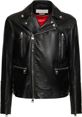 Classic leather biker jacket