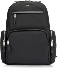 Structured-nylon backpack with logo lettering