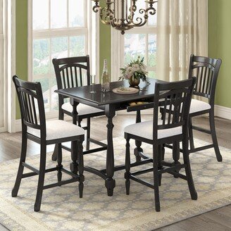 IGEMAN Mid-Century Farmhouse 5-Piece Wood Dining Table Set