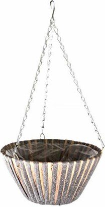 Gardener's Select Woven Straw & Plastic Hanging Basket, Gray and Tan